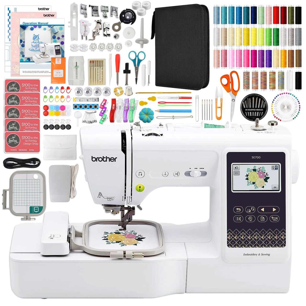 Brother SE700 Embroidery & Sewing Machine w/ Thread & 200+ Accessories